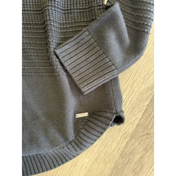 CALVIN KLEIN | Shawl Neck Sweater | Black | Gold Button Accent | Sz Medium - Picture 3 of 3